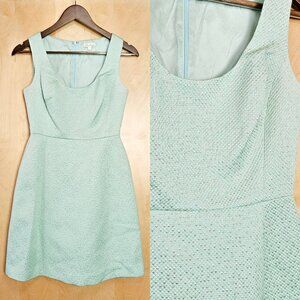 Shoshanna mint green and silver jacquard sleeveless mini dress